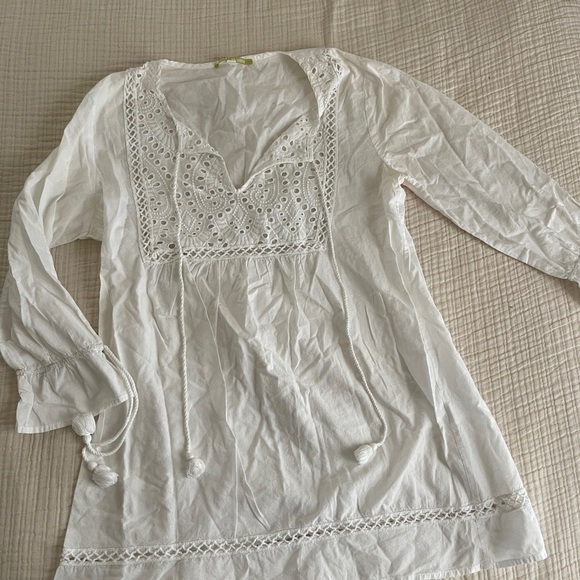 Gianni bini White Lace Detail Women's swim suit cover up Medium 100% cotton - Picture 1 of 10